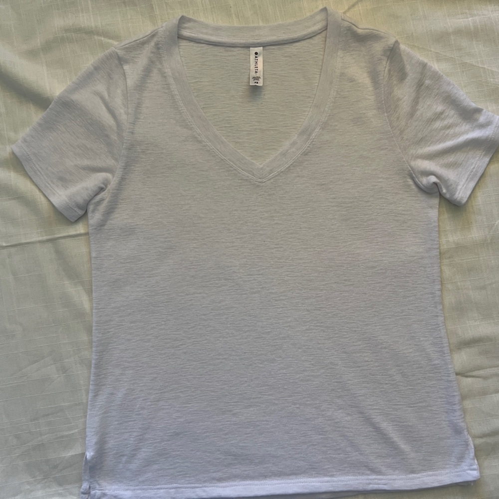 Athleta Breezy Scoop V-Neck T-Shirt - White XS VGUC